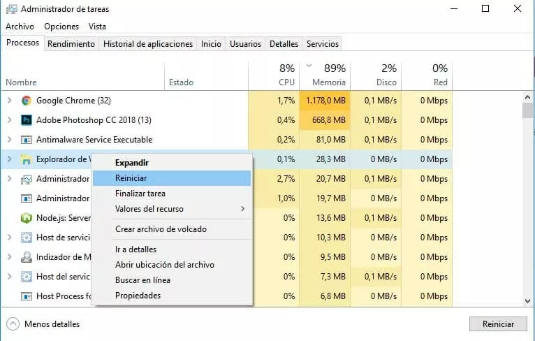 administrador de tareas windows 10