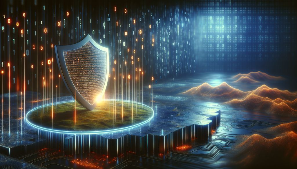 Escudo digital protección datos cibernéticos futuristas.