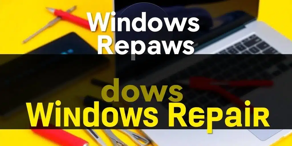 Herramientas para reparar Windows sobre un fondo claro.